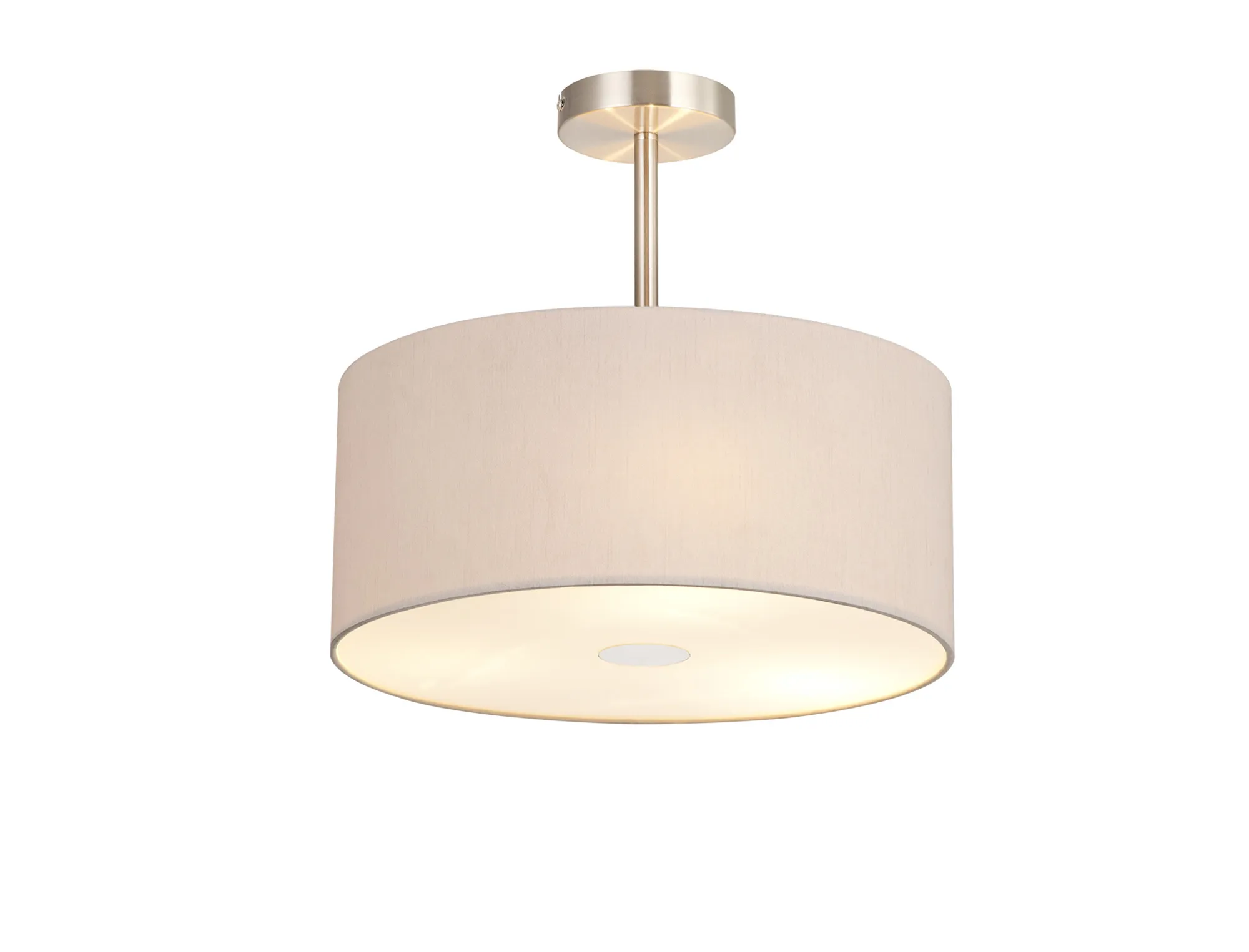 Baymont 40cm Semi Flush 3 Light Satin Nickel, Nude Beige/Moonlight, Frosted Diffuser